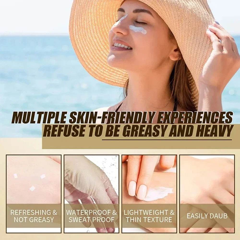 SPF50+ Sunscreen Korean Rice Probiotic Solar Blocker Skin Whitening Cream Anti UV Sun Block Facial Moisturizer Seaside Sunblock - Korean Glow