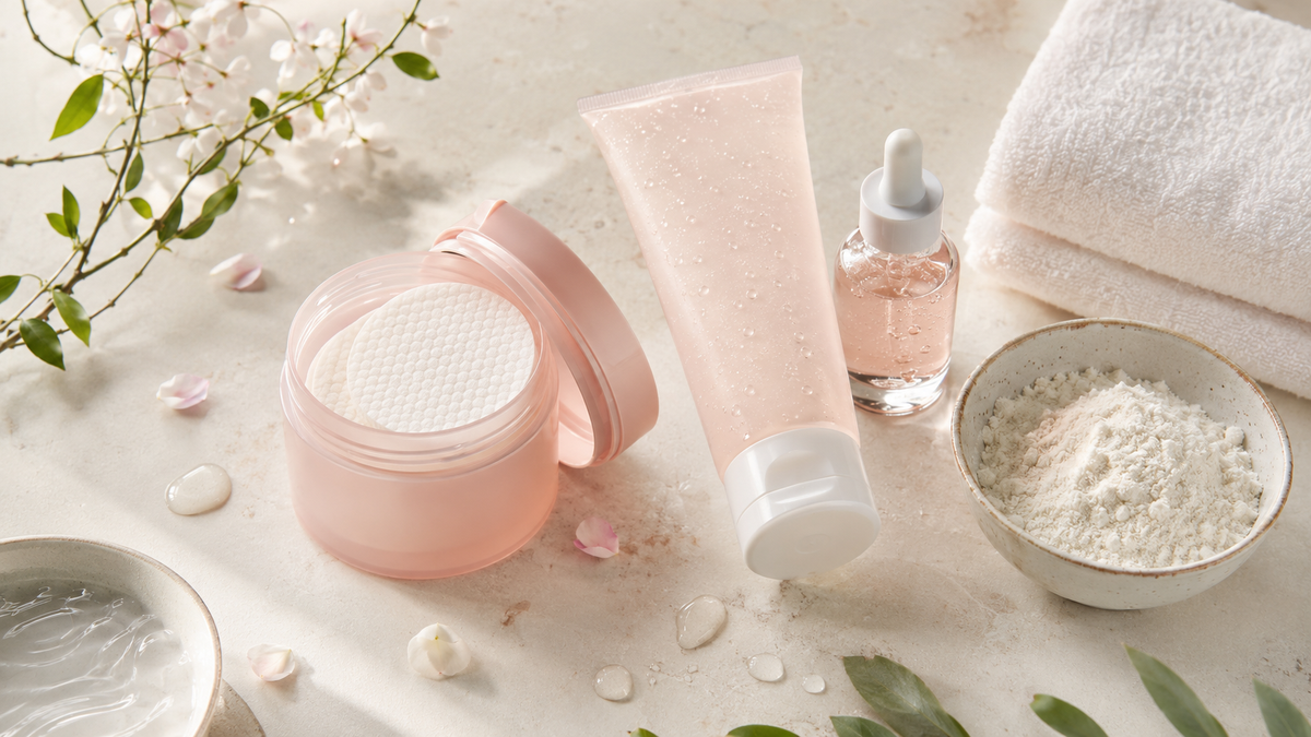 Exfoliante facial coreano con pads peeling gel sérum y polvo de arroz