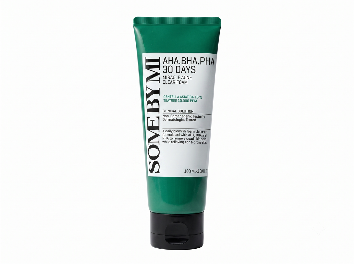 Some By Mi AHA BHA PHA 30 Days Miracle Acne Clear Foam – 100 ml by Some By Mi – exfoliante facial coreano, size 100 ml, color Clear at Korean Glow