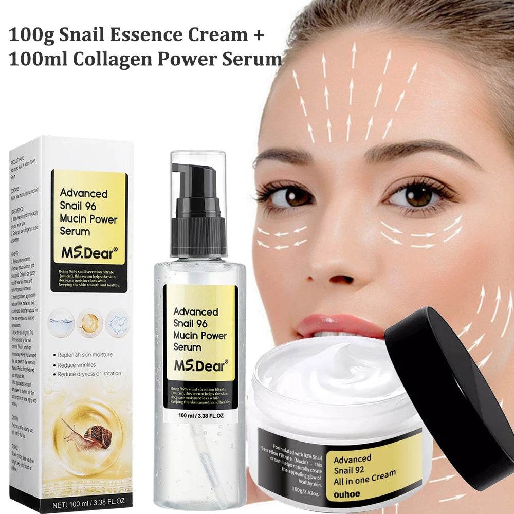 COSRX -SNAIL ESSENCE CREAM + COLLAGEN POWER SERUM - Korean Glow
