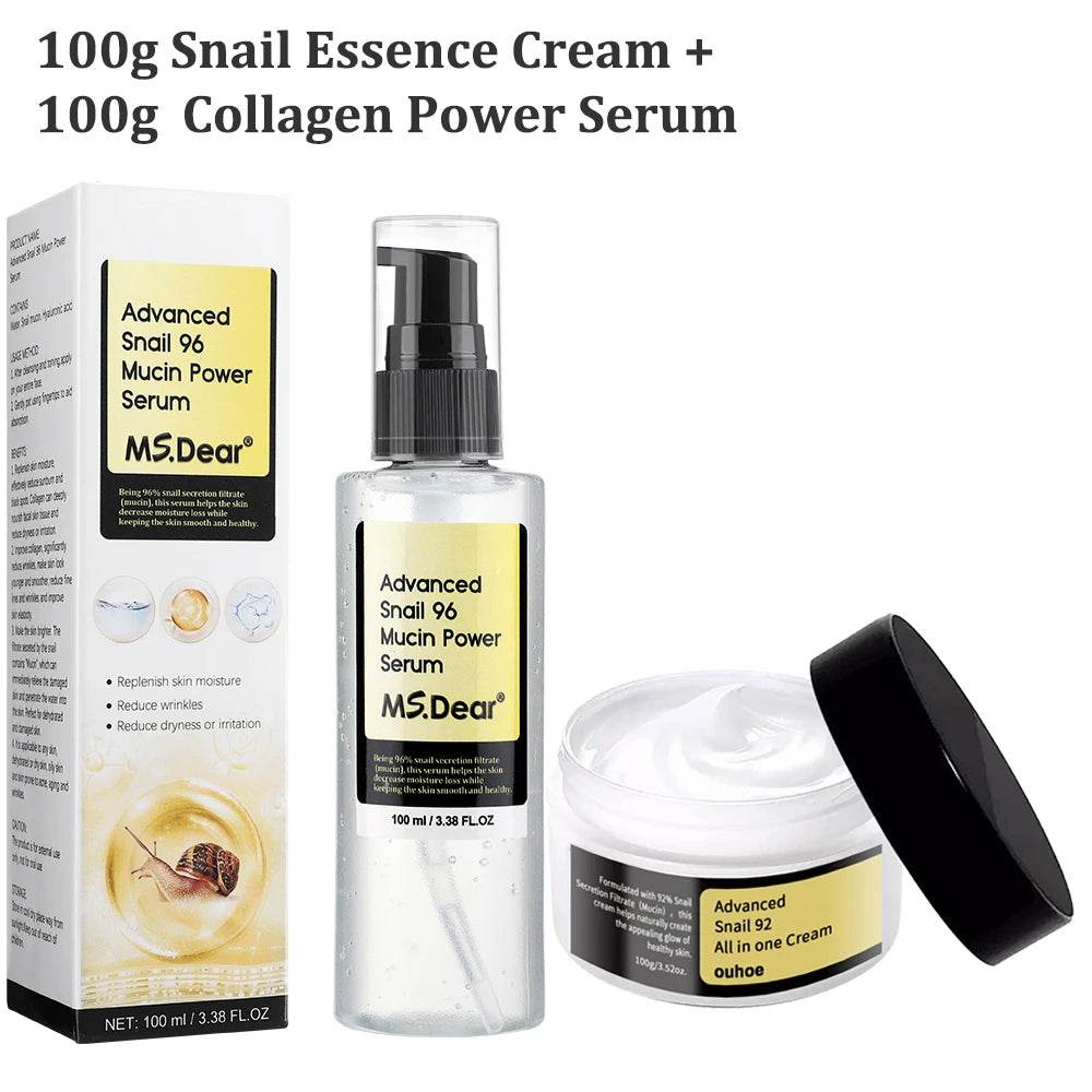 COSRX -SNAIL ESSENCE CREAM + COLLAGEN POWER SERUM - Korean Glow